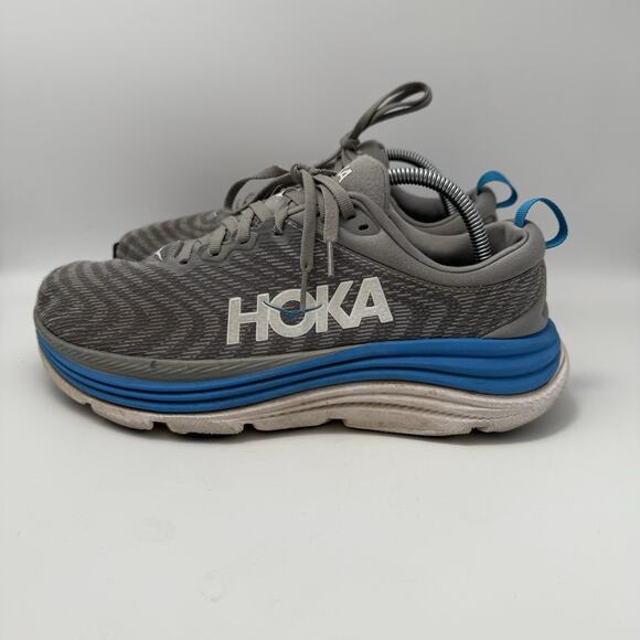 HOKA Men's Gaviota 5 Size 9 2E Wide Running Shoes Grey Blue Sneakers - Picture 4 of 9